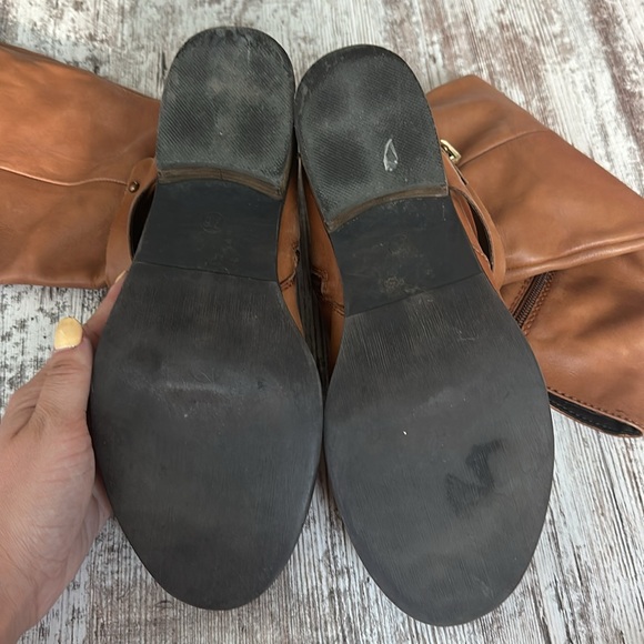 Steve Madden Albany Cognac Leather Belted Riding Boots - Picture 7 of 9